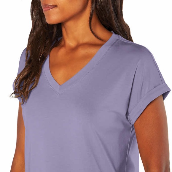 NWT Banana Republic Short Sleeve V-Neck Side Seam Slit Lavender Top Size M - Picture 3 of 9